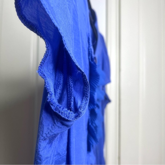 H&M Royal Blue Ruffle Front Work Shirt - Picture 6 of 7
